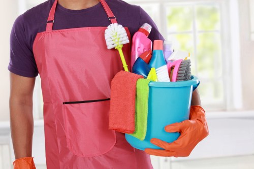 After builders cleaning in a Marylebone apartment after renovation