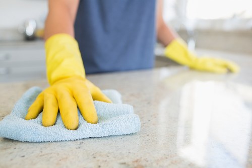 Professional cleaners maintaining shared workspaces in Marylebone